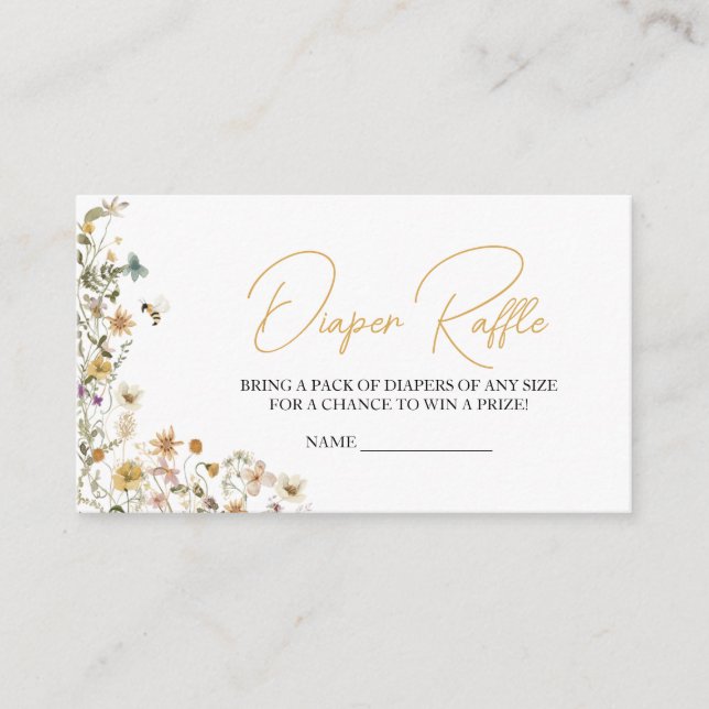 Mommy to Bee Wildflower Baby Shower Diaper Raffle Enclosure Card (Front)