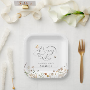 Mommy to bee wildflower baby shower paper plate