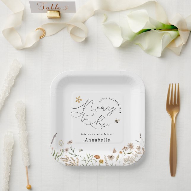 Mommy to bee wildflower baby shower paper plate (Wedding)