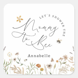 Mommy to bee wildflower baby shower square sticker
