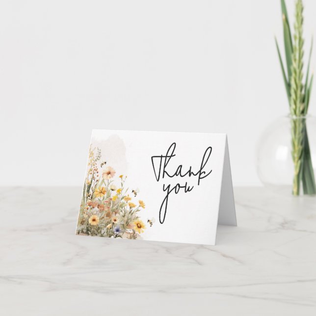 Mommy to Bee Wildflower Baby Shower Thank You Card (Front)