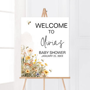 Mommy to Bee Wildflower Baby Shower Welcome Poster