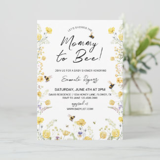 Mommy to Bee Wildlfower Baby Shower  Invitation