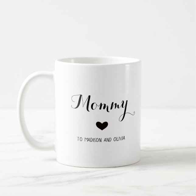Mommy Trendy Mom, Kids Names Mother's Day Gift  Coffee Mug (Left)