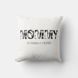 Mommy   Unique Mom Mother's Day Kids Names Throw Pillow