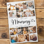 Mommy We Love you Hearts Modern Photo Collage Kitchen Towel<br><div class="desc">We love you Mommy! Cute,  modern custom family photo collage kitchen towel to show grandma how much she's loved. We love this hand lettered script design with heart flourishes,  making this a heartfelt keepsake gift for a beloved mother. Personalize with 12 favourite pictures and your personal message and names.</div>