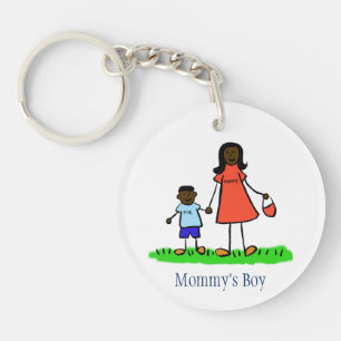 Mommy's Boy Family Art Characters Custom Keychain