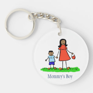 Mommy's Boy Family Art Characters Custom Keychain