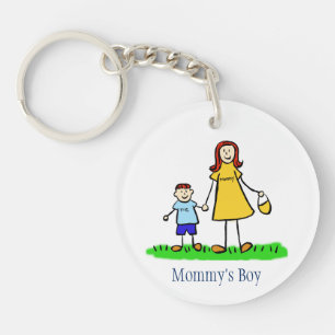 Mommy's Boy Family Art Characters Custom Keychain