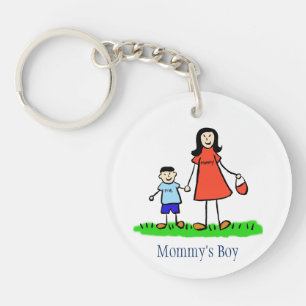 Mommy's Boy Family Art Characters Custom Keychain