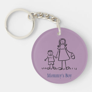 Mommy's Boy Family Art Characters Custom Keychain