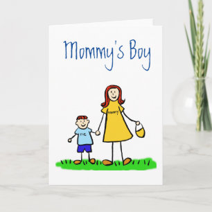 Mommy's Boy Family Character Custom Greeting Card
