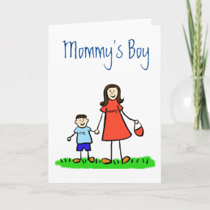 Mommy's Boy Family Character Custom Greeting Card