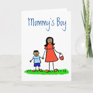 Mommy's Boy Family Character Custom Greeting Card