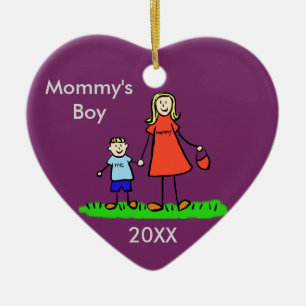 Mommy's Boy Family Character Custom Photo Ornament