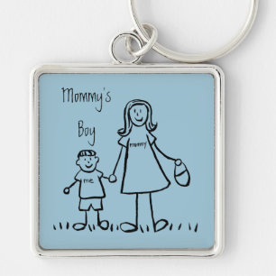 Mommy's Boy Mother and Son Custom Family Keychain