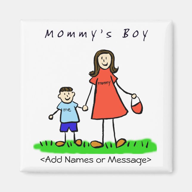 Mommy's Boy - Mother & Son Brunette Family Magnet (Front)
