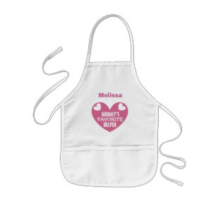 Mommy's Favourite Helper Custom Name PINK Heart Kids Apron
