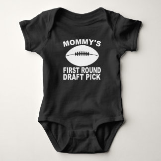Mommy's First Round Draught Pick Football Baby Bodysuit