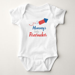 Mommy's Little Firecracker Red Blue Baby Bodysuit