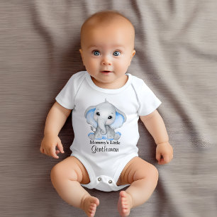 Mommy's Little Gentleman Cute Elephant Baby Bodysuit