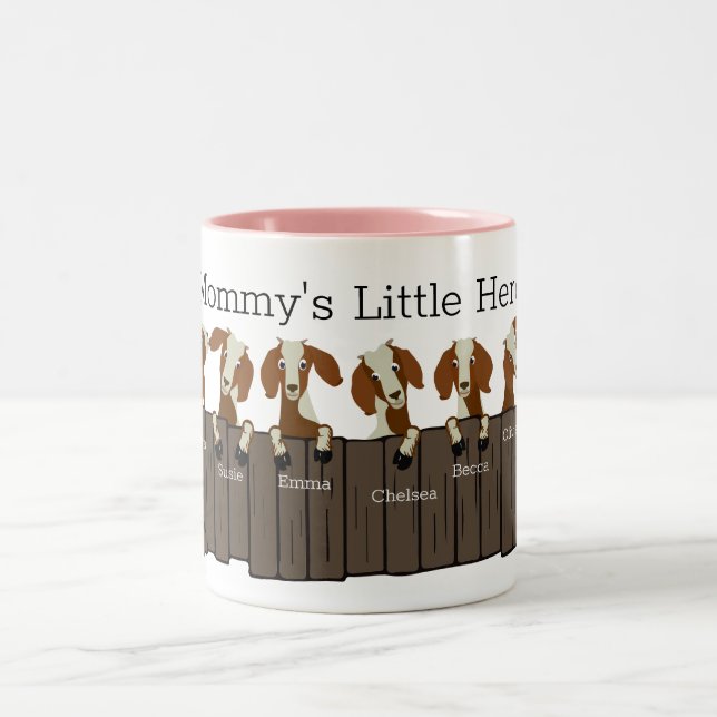 Mommys Little Herd of 8 Goats Two-Tone Coffee Mug (Center)
