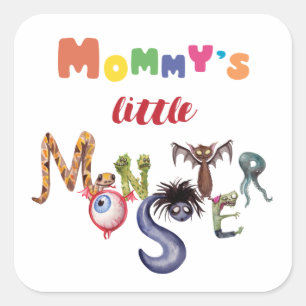 Mommy's little monster square sticker