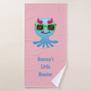 Mommy's Little Monster with Horns Bath Towel