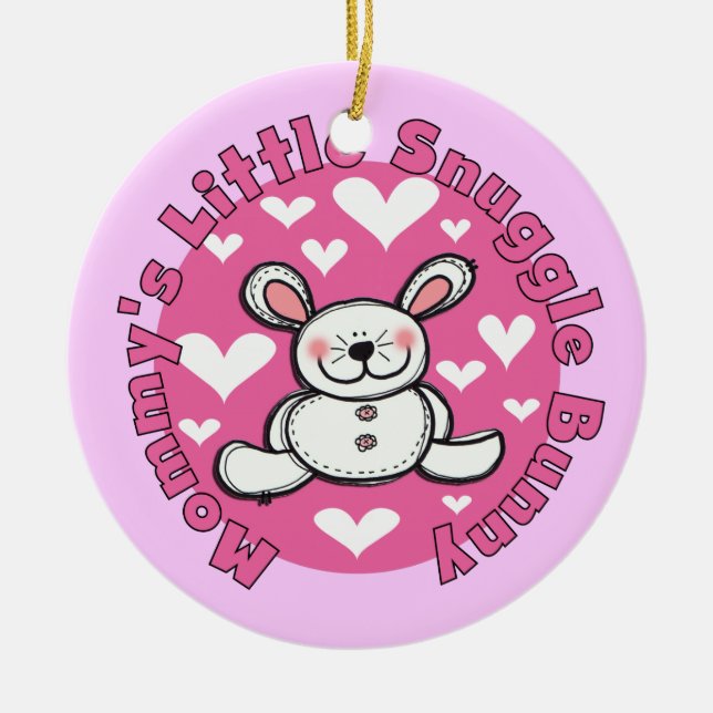 Mommy's Little Snuggle Bunny Ceramic Ornament (Front)