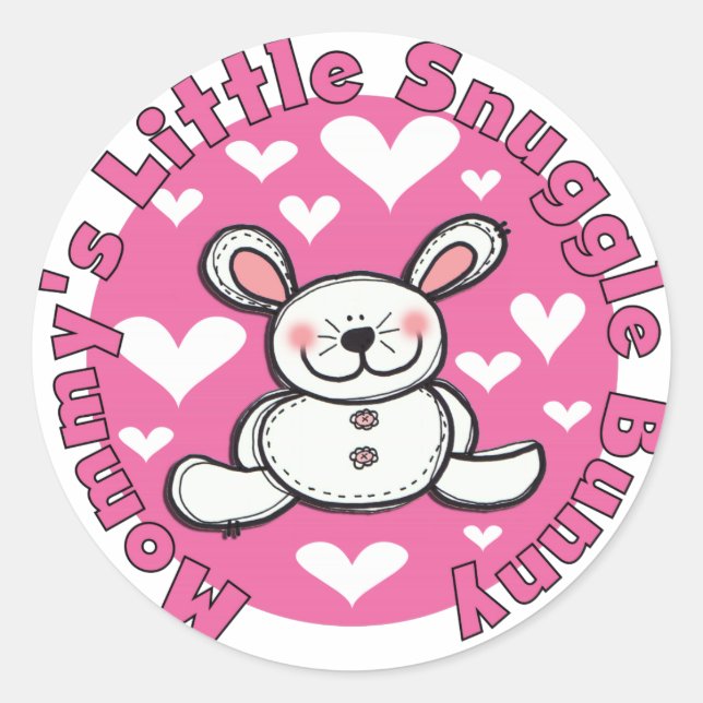 Mommy's Little Snuggle Bunny Classic Round Sticker (Front)