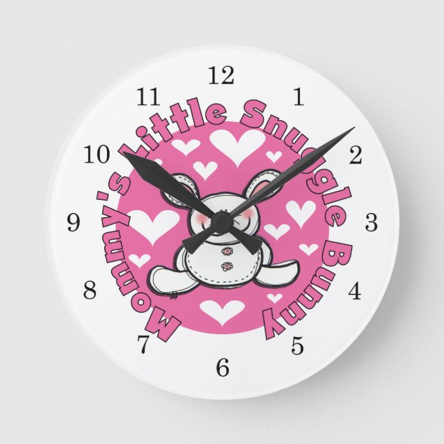 Mommy's Little Snuggle Bunny Round Clock (Front)