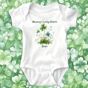 Mommy's Lucky Charm Shamrock St. Patricks Day Baby Bodysuit