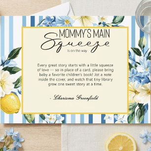 Mommy's Main Squeeze Lemon Blue Boy Baby Shower Enclosure Card