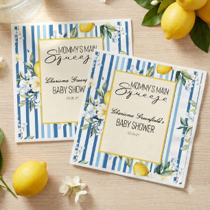  Mommy's Main Squeeze Lemon Blue Boy Baby Shower Napkin