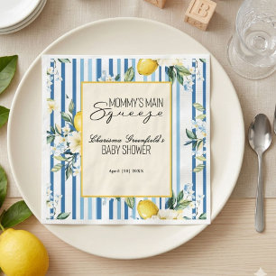 Mommy's Main Squeeze Lemon Blue Boy Baby Shower  Napkin