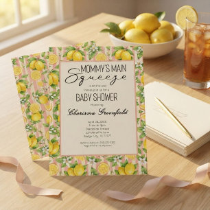 Mommy's Main Squeeze Lemon Pink Girl Baby Shower Invitation