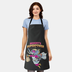 Mommy's Superpower Elephant Superhero Cartoon Funn Apron