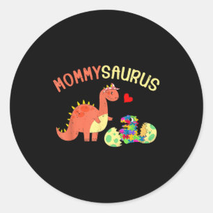 Mommysaurus puzzle dinosaur dino autism awareness classic round sticker