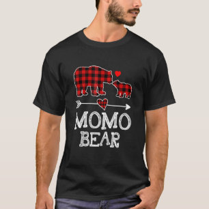 Momo Bear Christmas Pajama Red Plaid Buffalo Famil T-Shirt
