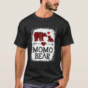 Momo Bear Christmas Pajama Red Plaid Buffalo Famil T-Shirt