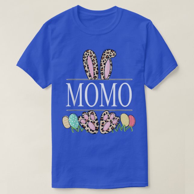 momo Bunny Leopard Grandma Easter Day Rabbit Eggs  T-Shirt (Design Front)