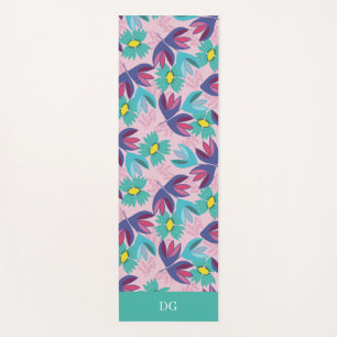 Momogram floral pretty green pink feminine yoga  mat