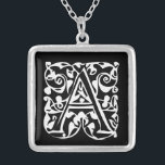 Momogram Silver Necklace<br><div class="desc">Keepsake Necklaces Choose either Silver Plated Gold Finish or Sterling Silver Unique Personalized Custom !st Christmas Gift Wedding Keepsake Wedding Party Necklaces - to change background colour - click customize - click edit - choose last tool in drop down menu and choose from one of the colours shown or enter...</div>