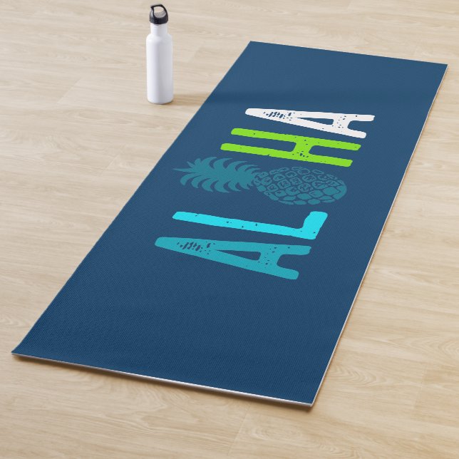 Momona Pineapple Aloha Hawaiian Tropical - Blue Yoga Mat (In Situ)