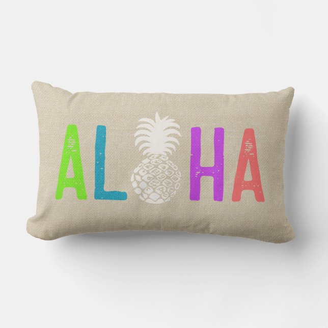 Momona Pineapple Aloha Hawaiian Tropical Multi Lumbar Pillow (Front)