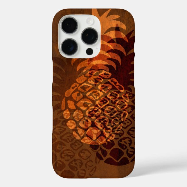 Momona Pineapple Hawaiian Tropical Faux Wood  Case-Mate iPhone Case (Back)