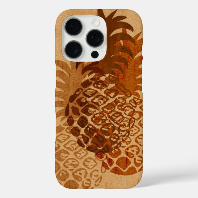 Momona Pineapple Hawaiian Tropical Faux Wood  Case-Mate iPhone Case (Back)