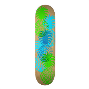 Momona Pineapple Hawaiian Tropical Faux Wood Skateboard