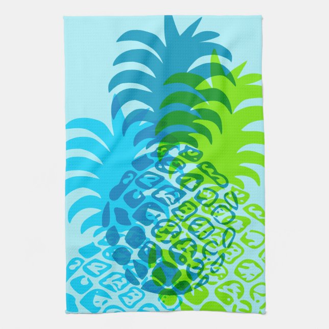 Momona Pineapple Hawaiian Tropical Kitchen Towel (Vertical)
