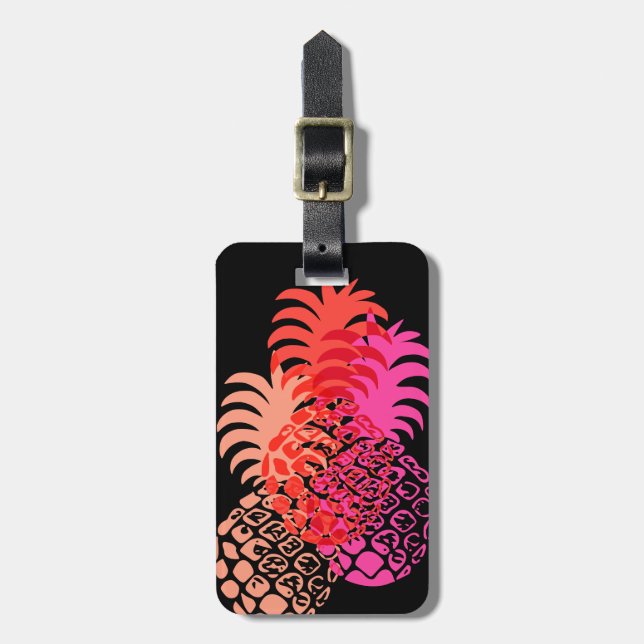 Momona Pineapple Hawaiian Tropical Luggage Tag (Front Vertical)